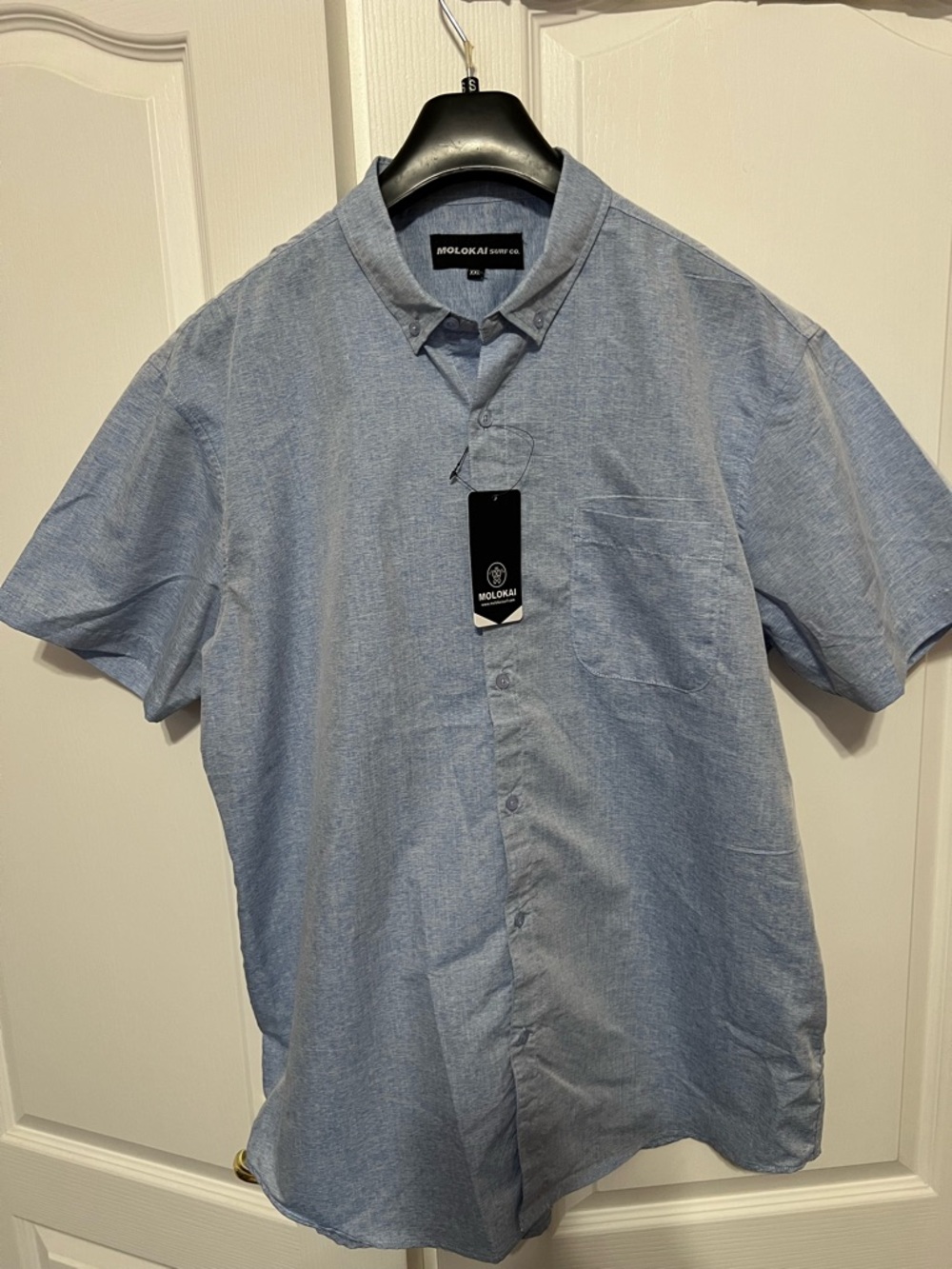 Molokai Men’s Short-Sleeve Button-Down Shirt in Light Blue NWT XXL